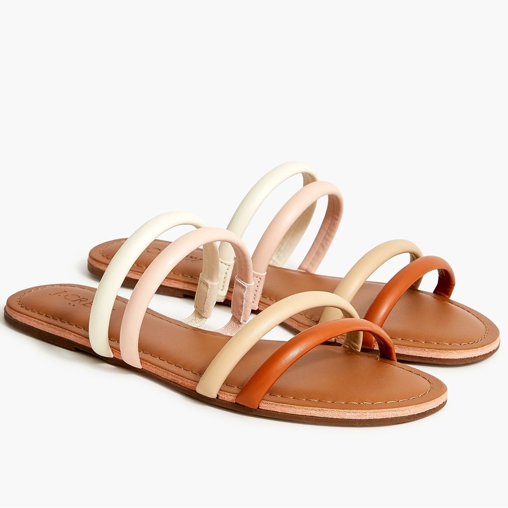 Stylish Gradient colors Women's Sandals in Cream and Tan Gradient Straps Leather